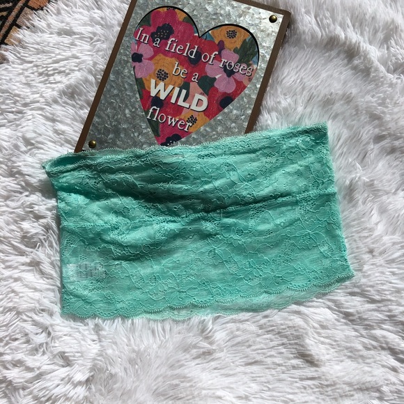 Turquoise Lacey  tube top - Picture 3 of 4